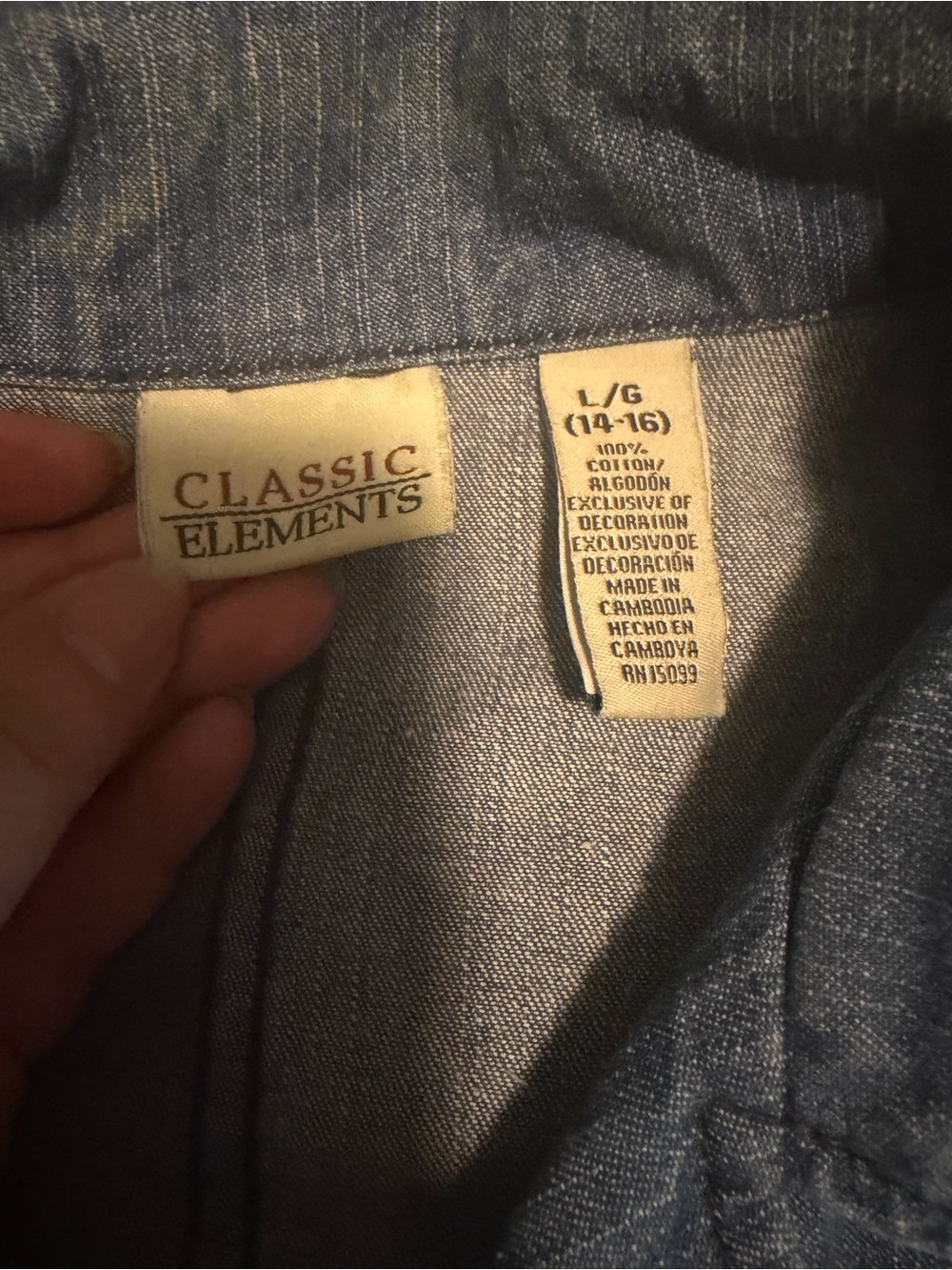 Classic Elements Blue Denim Jacket Floral Embroidery Vintage Cotton size Large - Picture 7 of 7